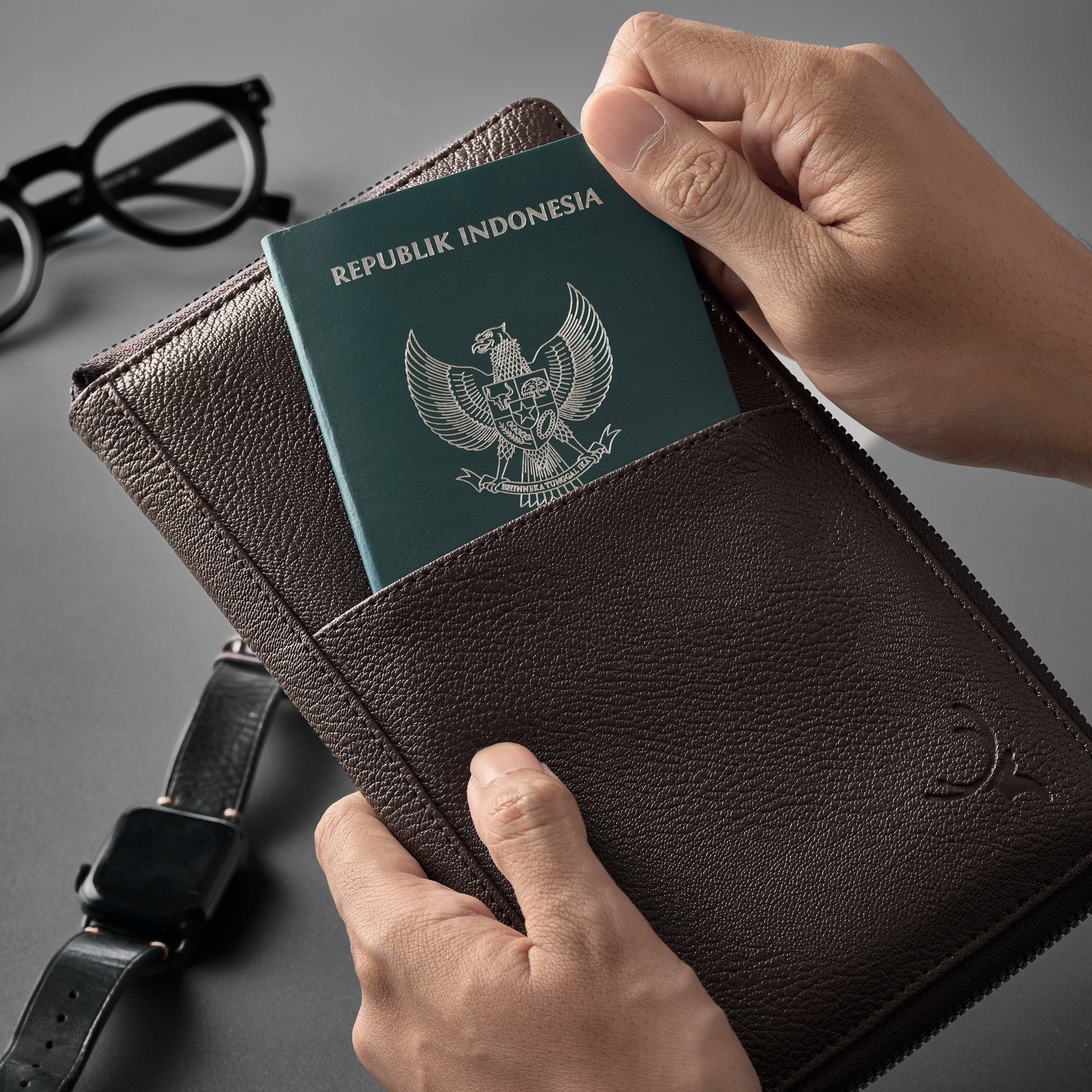 Brown Passport Wallet