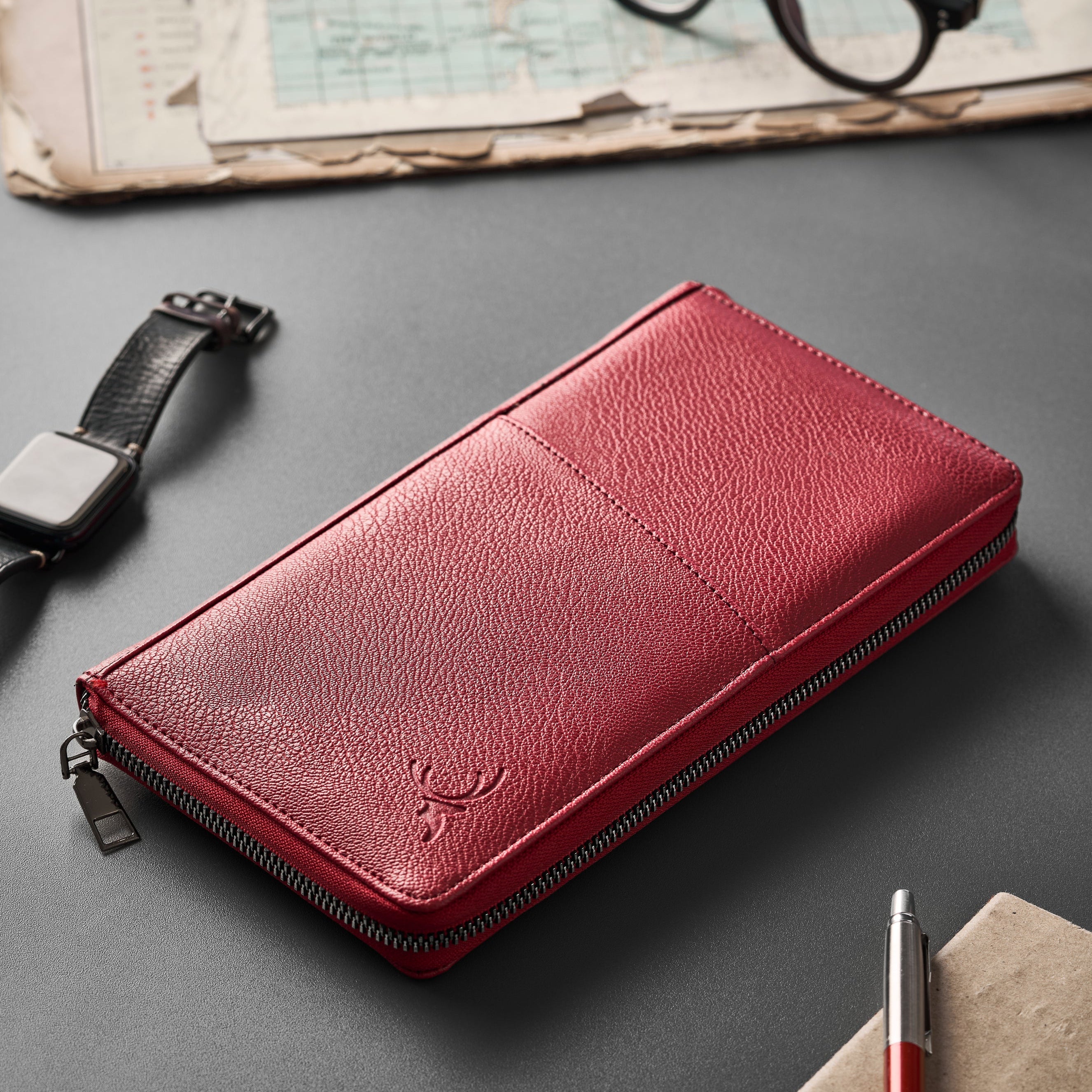 Crimson Red Passport Wallet